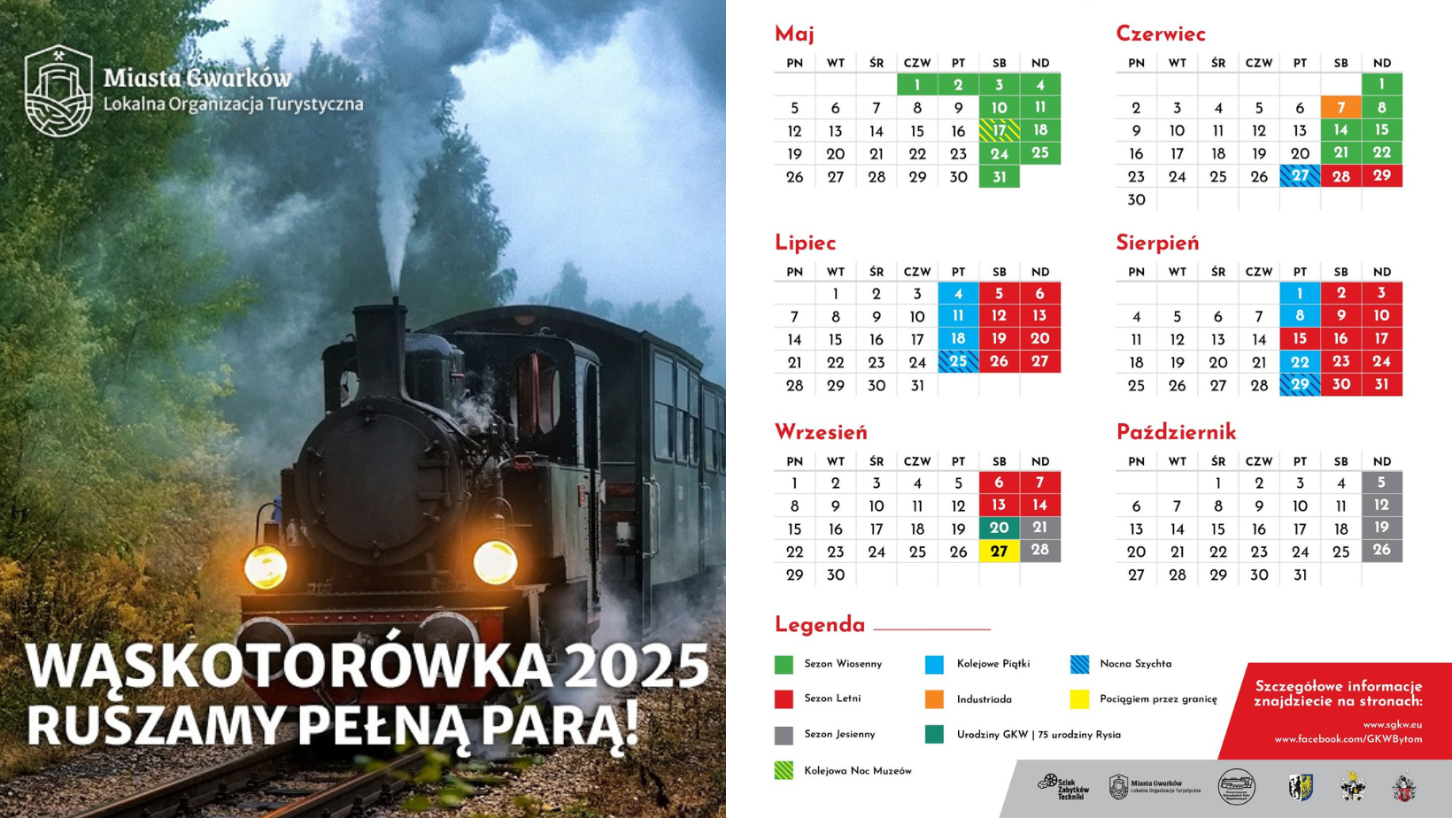 Wąskotorówka na torach oraz kalendarz 2025.