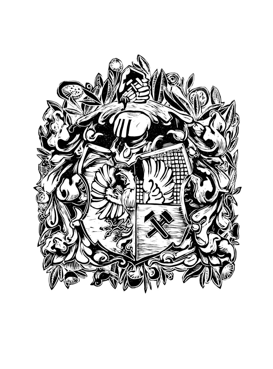 Linoryt przedstawiający herb Tarnowskich Gór